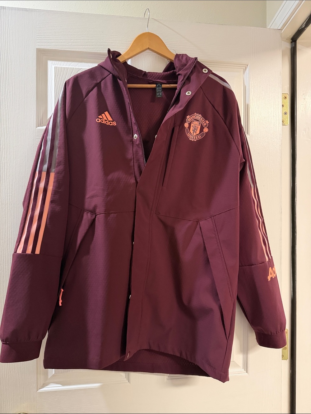adidas Maroon Jacket with Pink Accent Stripes